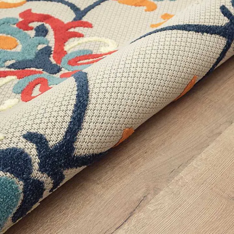 Outdoor Rugs-Kirklands Home Lyla Multi Floral Damask Indoor/Outdoor Rug, 5x8