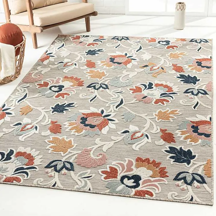 Outdoor Rugs-Kirklands Home Mara Floral Blossom Indoor/Outdoor Area Rug, 5x7