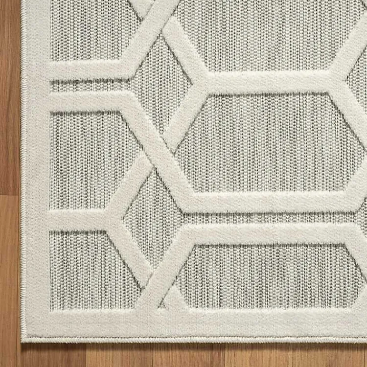 Outdoor Rugs-Kirklands Home Gray Raised Honeycomb Indoor/Outdoor Area Rug, 7x9