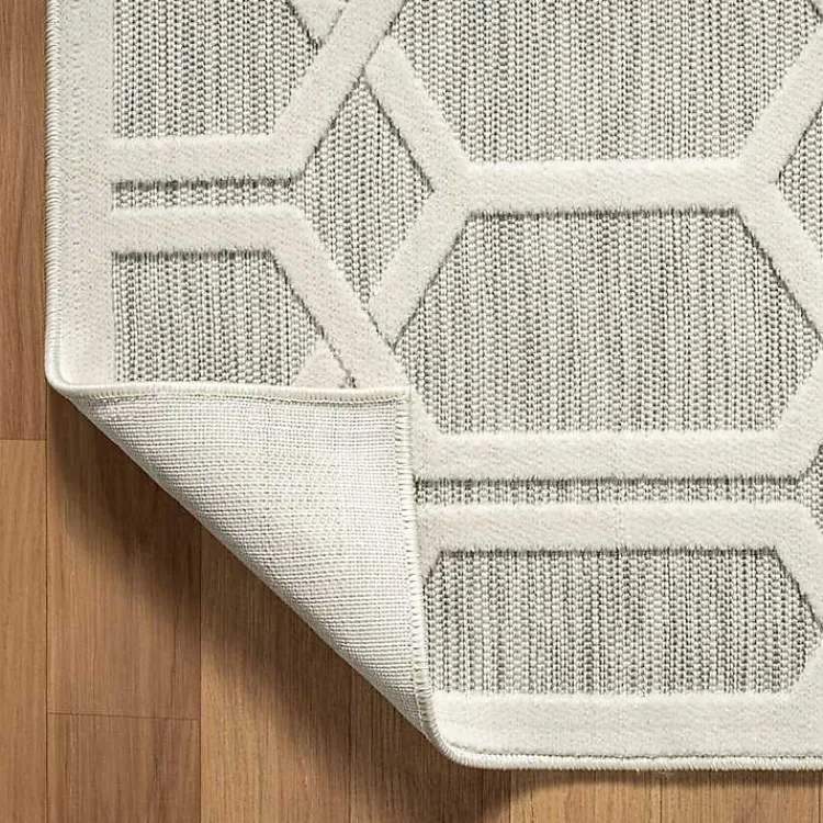 Outdoor Rugs-Kirklands Home Gray Raised Honeycomb Indoor/Outdoor Area Rug, 7x9