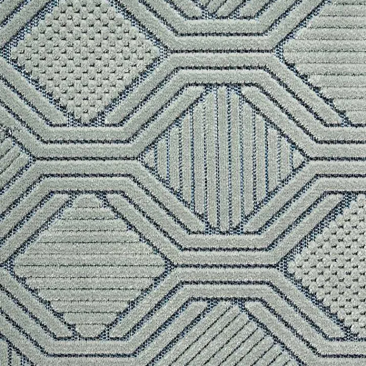 Outdoor Rugs-Kirklands Home Smoky Blue Geometric Indoor/Outdoor Area Rug, 5x7
