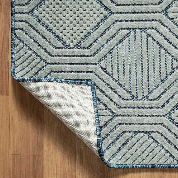 Outdoor Rugs-Kirklands Home Smoky Blue Geometric Indoor/Outdoor Area Rug, 5x7