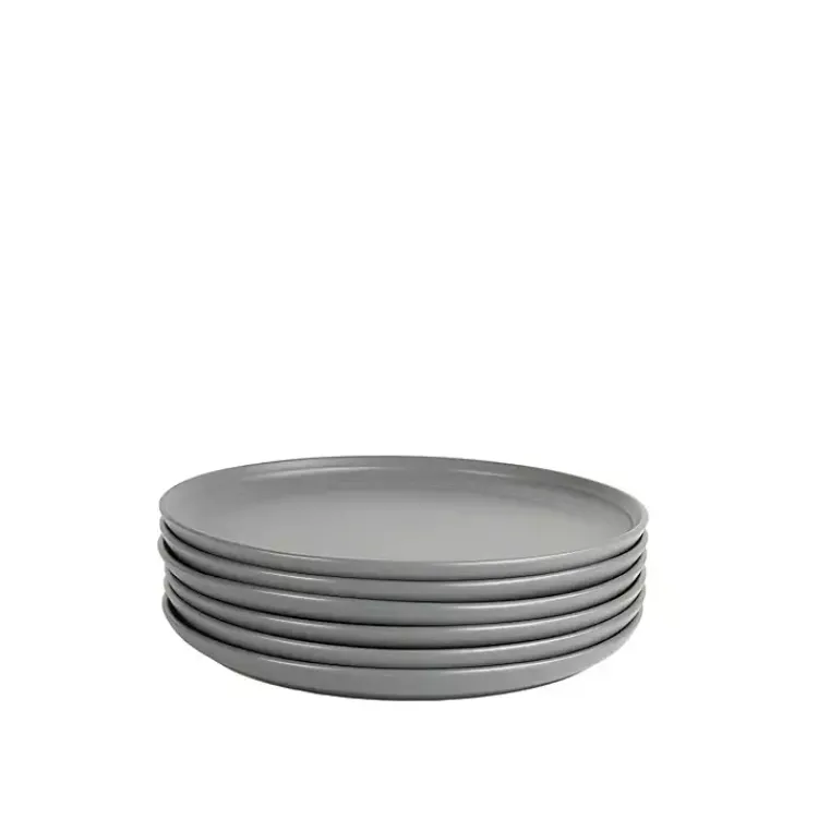 Dinnerware-Kirklands Home Dark Linear Salad Plates, Set of 6 Gray