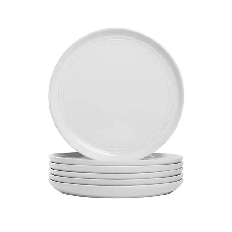 Dinnerware-Kirklands Home Linear Salad Plates, Set of 6 White