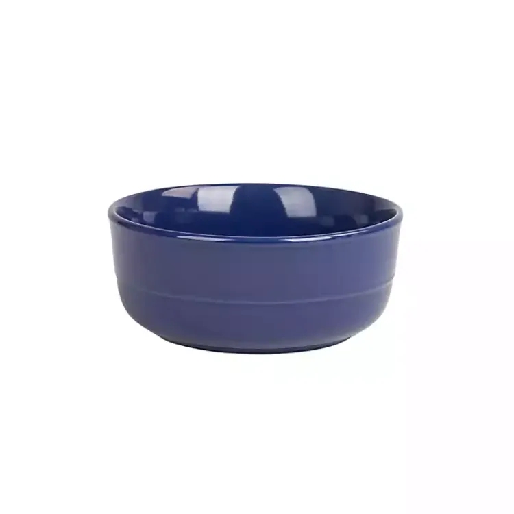 Dinnerware-Kirklands Home Cobalt Linear Cereal Bowls, Set of 6 Blue