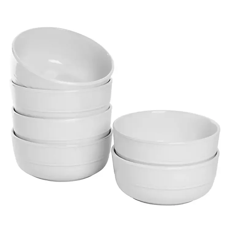 Dinnerware-Kirklands Home Linear Cereal Bowls, Set of 6 White