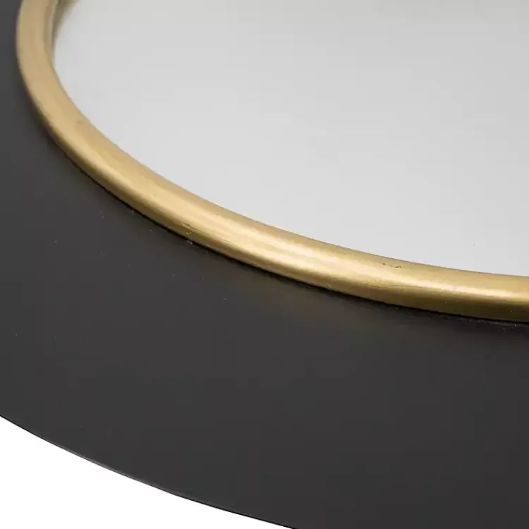 Decorative Mirrors-Kirklands Home Drew II Black and Gold Round LED Mirror