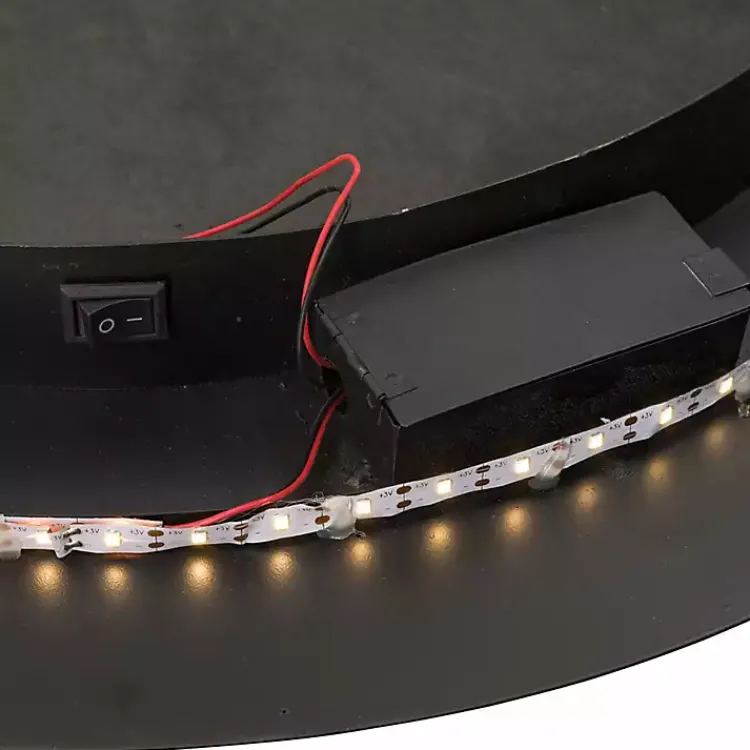 Decorative Mirrors-Kirklands Home Drew II Black and Gold Round LED Mirror