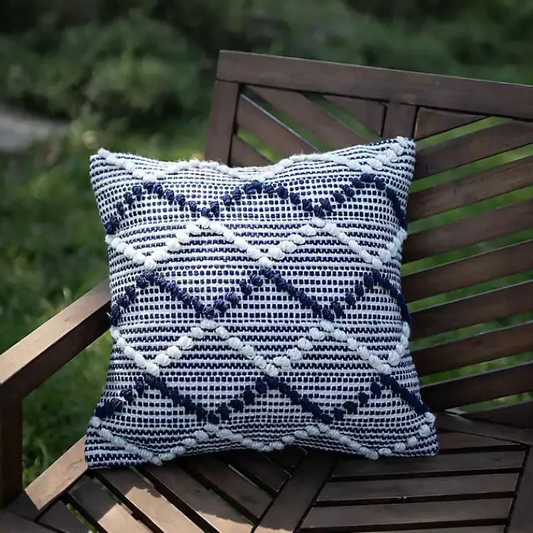 Outdoor Cushions & Pillows-Kirklands Home Navy Waves Outdoor Pillow