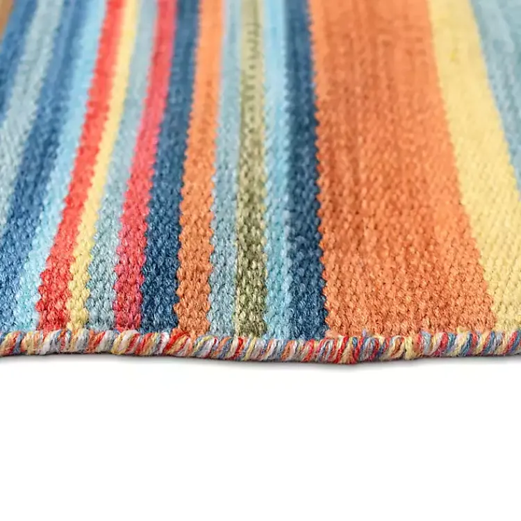 Outdoor Rugs-Kirklands Home Multi Dhurri Stripe Indoor/Outdoor Scatter Rug