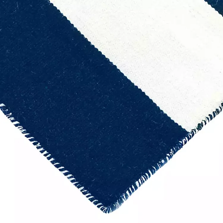 Outdoor Rugs-Kirklands Home Navy Cabana Stripe Indoor/Outdoor Scatter Rug