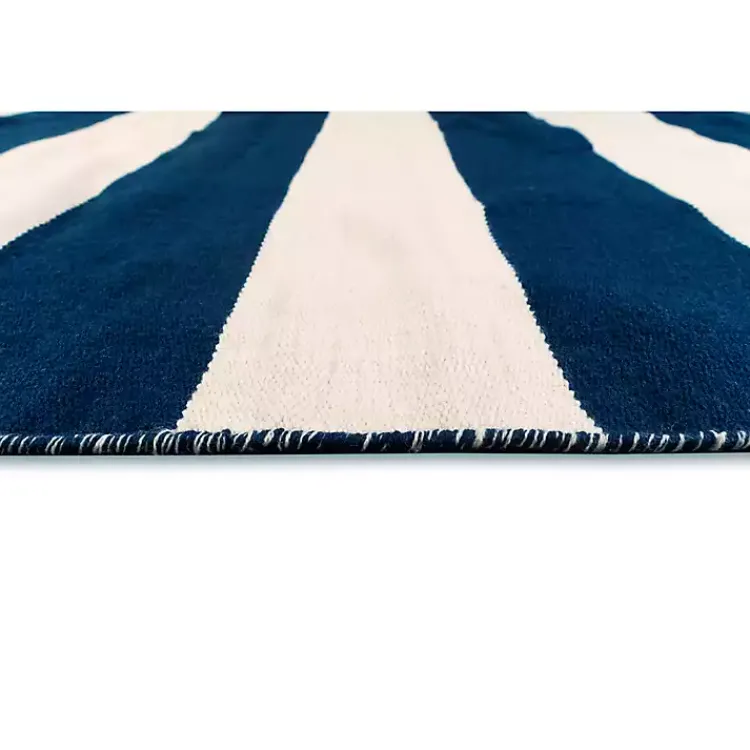 Outdoor Rugs-Kirklands Home Navy Cabana Stripe Indoor/Outdoor Scatter Rug