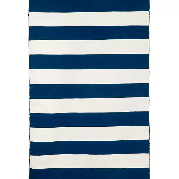 Outdoor Rugs-Kirklands Home Navy Cabana Stripe Indoor/Outdoor Area Rug, 3x5