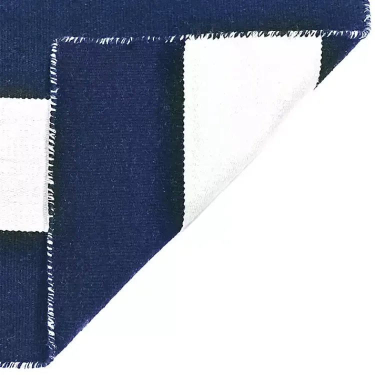 Outdoor Rugs-Kirklands Home Navy Cabana Stripe Indoor/Outdoor Runner, 2x8