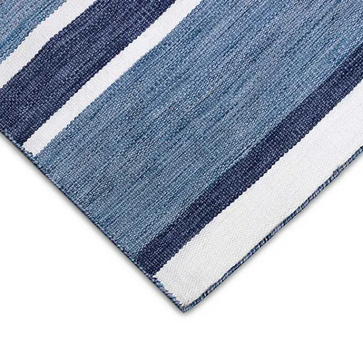 Outdoor Rugs-Kirklands Home Blue Shades Striped Indoor/Outdoor Scatter Rug