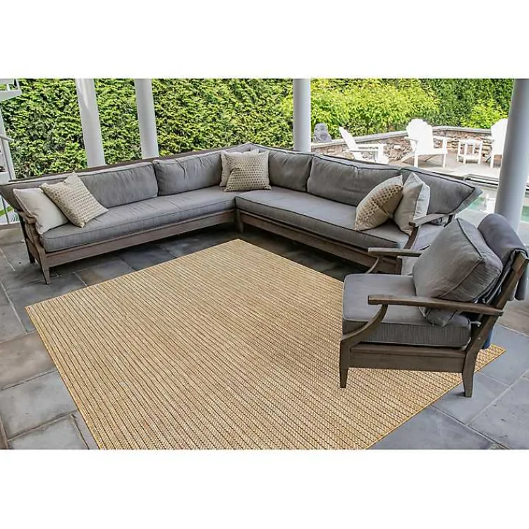 Outdoor Rugs-Kirklands Home Sand Intertwine Santal Indoor/Outdoor Rug, 6x9 Tan