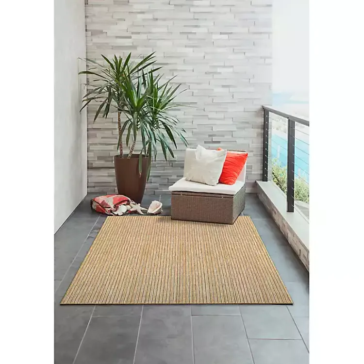 Outdoor Rugs-Kirklands Home Sand Intertwine Santal Indoor/Outdoor Rug, 6x9 Tan