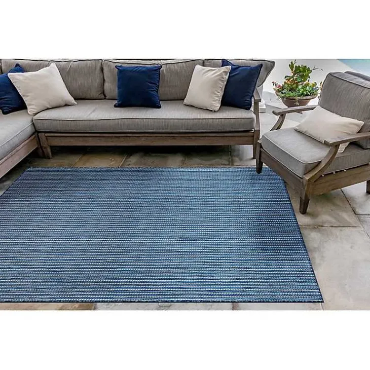 Outdoor Rugs-Kirklands Home Navy Intertwine Indoor/Outdoor Area Rug, 7x9 Blue