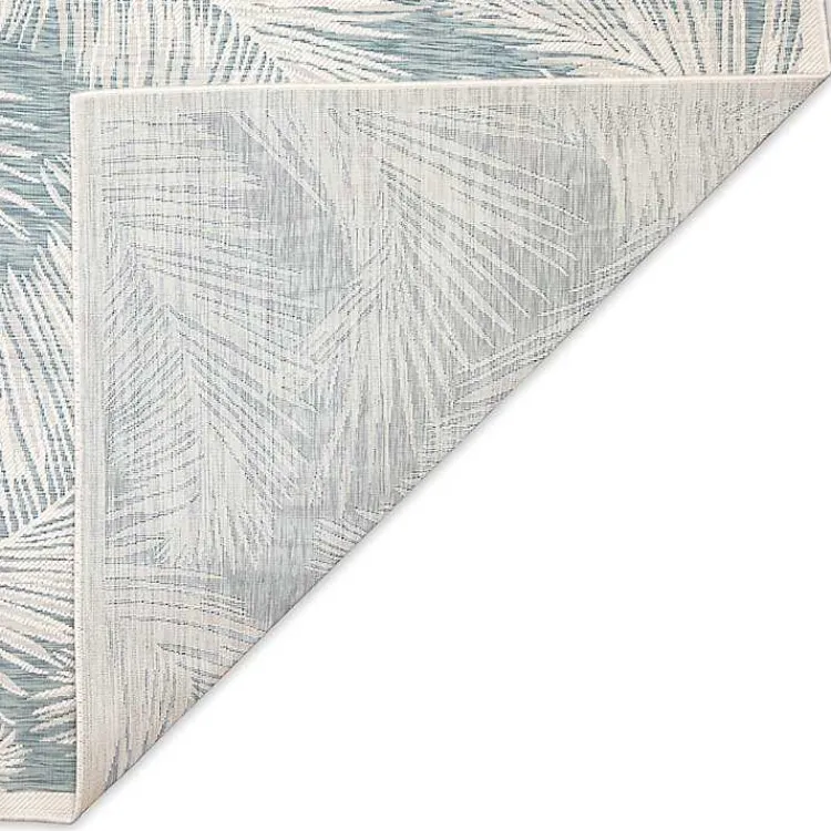 Outdoor Rugs-Kirklands Home Ocean Blue Palm Leaves Outdoor Area Rug, 6x9