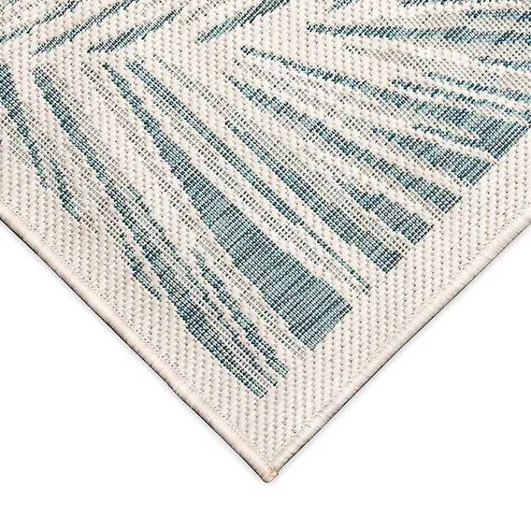 Outdoor Rugs-Kirklands Home Ocean Blue Palm Leaves Outdoor Area Rug, 7x9