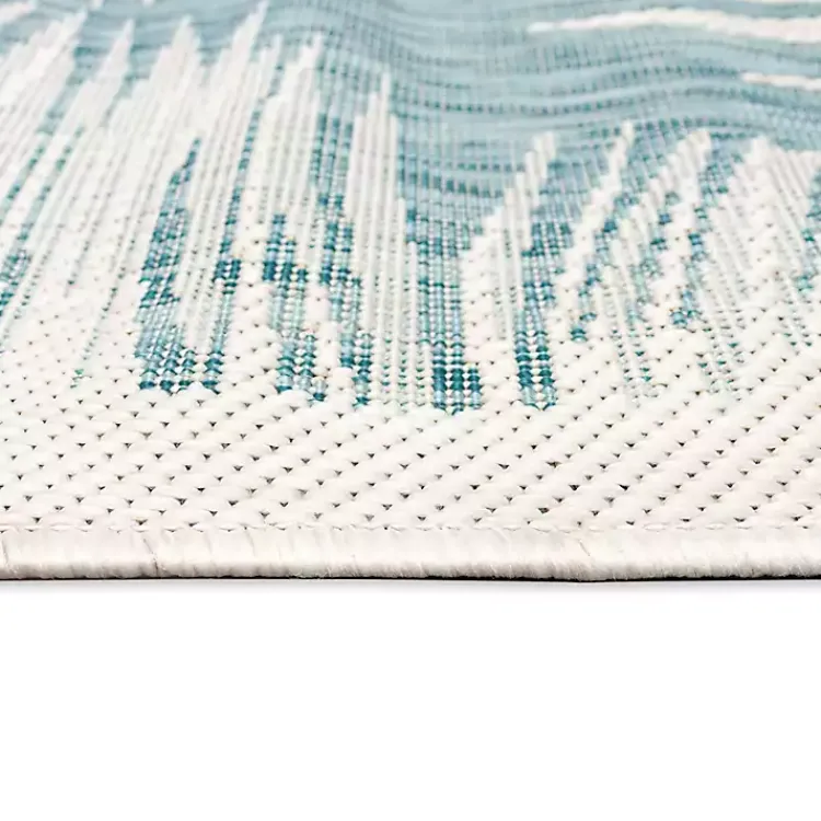 Outdoor Rugs-Kirklands Home Ocean Blue Palm Leaves Outdoor Area Rug, 7x9