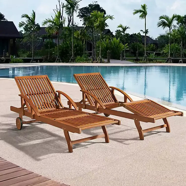 Outdoor Seating-Kirklands Home Wood 2-pc. Outdoor Lounge Chair with Leg Rest Set Brown