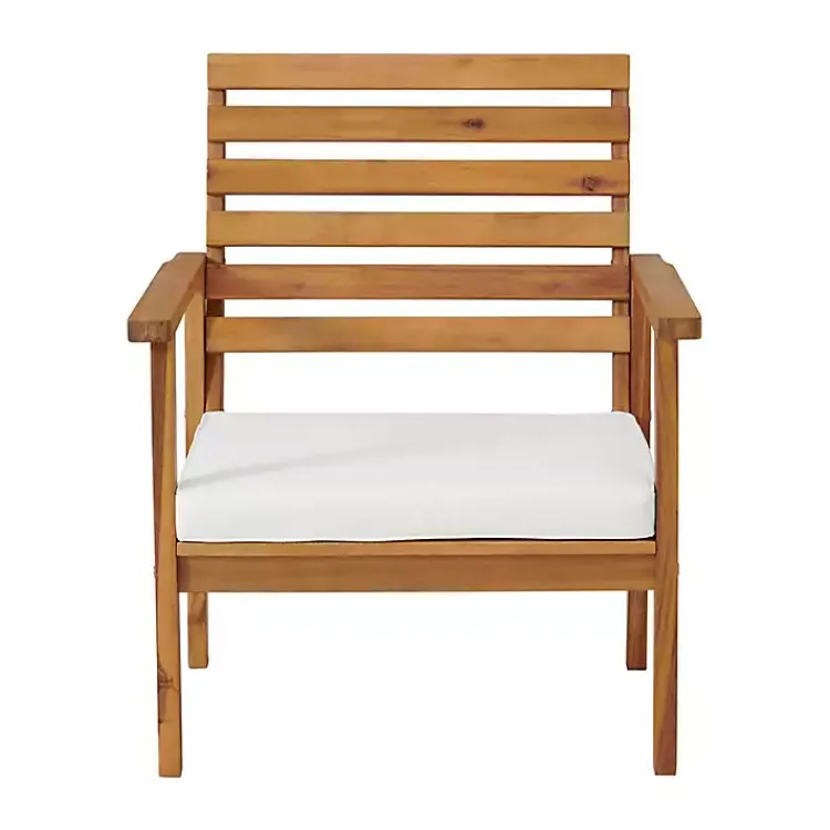 Outdoor Seating-Kirklands Home Acacia White Cushioned Outdoor Chairs, Set of 2