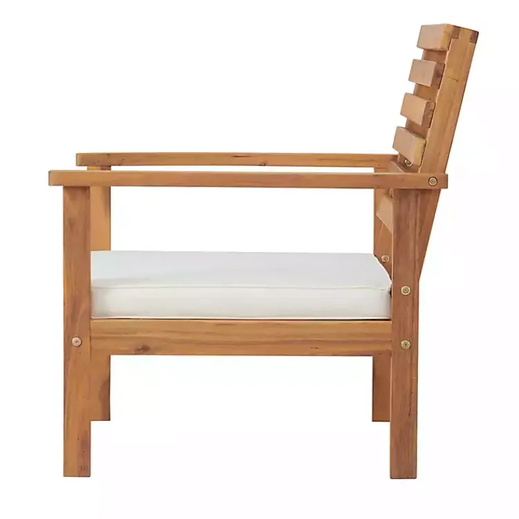 Outdoor Seating-Kirklands Home Acacia White Cushioned Outdoor Chairs, Set of 2