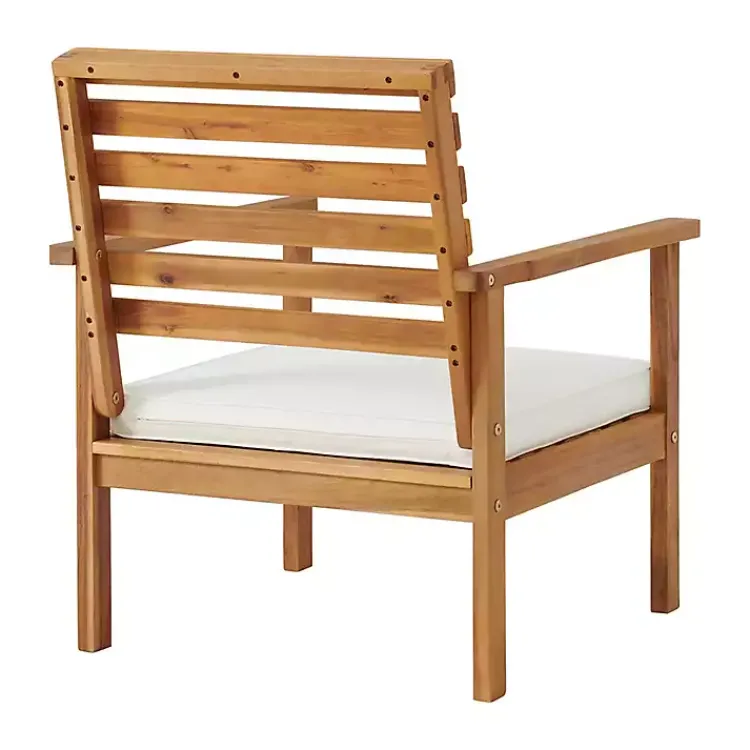 Outdoor Seating-Kirklands Home Acacia White Cushioned Outdoor Chairs, Set of 2