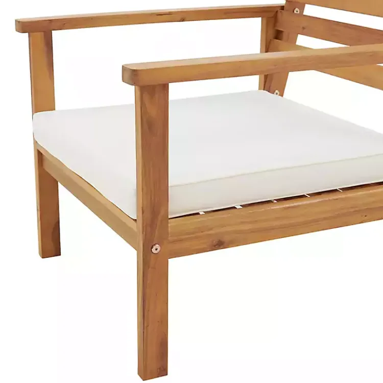 Outdoor Seating-Kirklands Home Acacia White Cushioned Outdoor Chairs, Set of 2