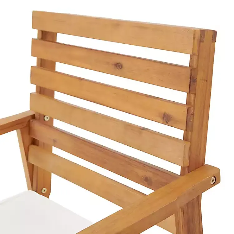 Outdoor Seating-Kirklands Home Acacia White Cushioned Outdoor Chairs, Set of 2