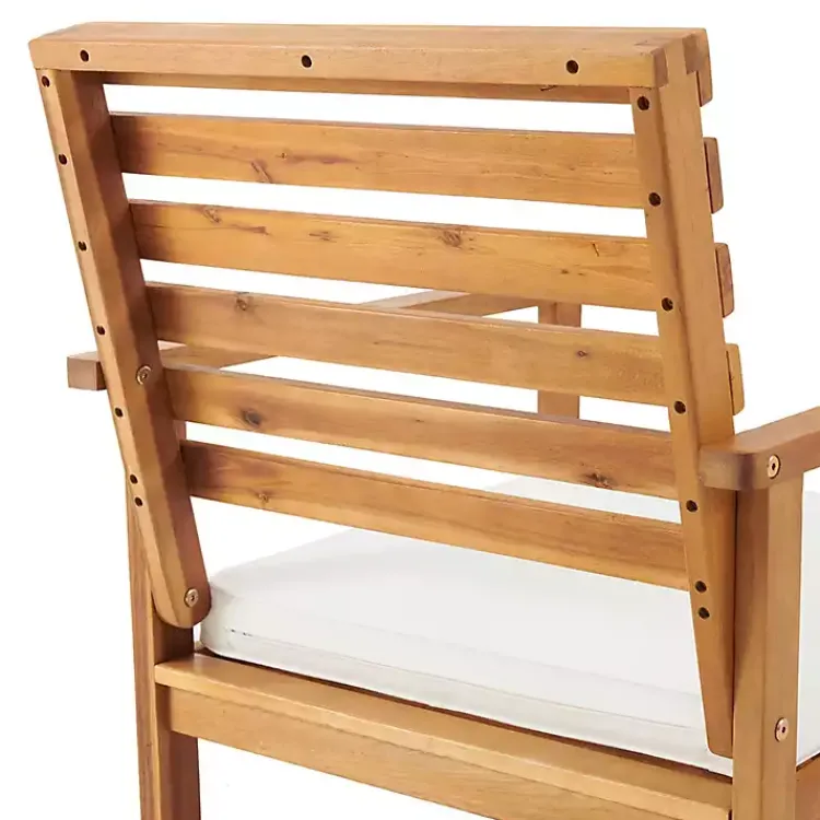 Outdoor Seating-Kirklands Home Acacia White Cushioned Outdoor Chairs, Set of 2