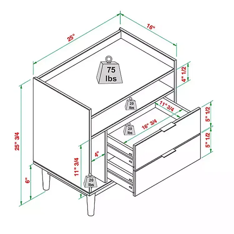 Nightstands-Kirklands Home Modern Frame Wood Nightstand Black