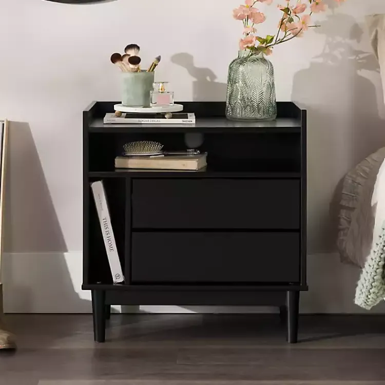 Nightstands-Kirklands Home Modern Frame Wood Nightstand Black