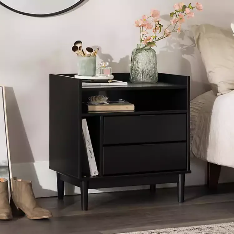Nightstands-Kirklands Home Modern Frame Wood Nightstand Black