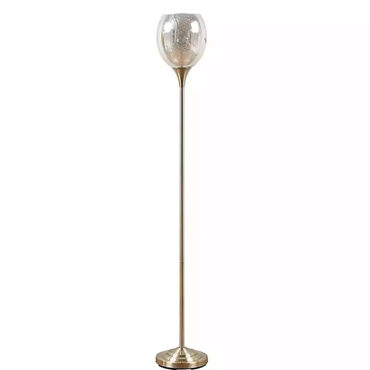 Floor Lamps-Kirklands Home Frosted Starlight Golden Floor Lamp White