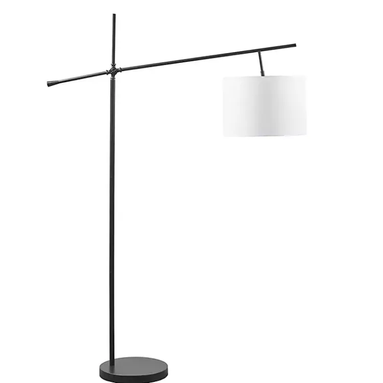Floor Lamps-Kirklands Home Black Adjustable Arm Modern Floor Lamp White