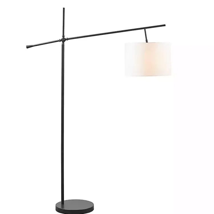 Floor Lamps-Kirklands Home Black Adjustable Arm Modern Floor Lamp White