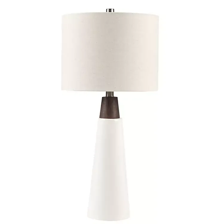 Table Lamps-Kirklands Home Ceramic and Wood Cone Table Lamp White