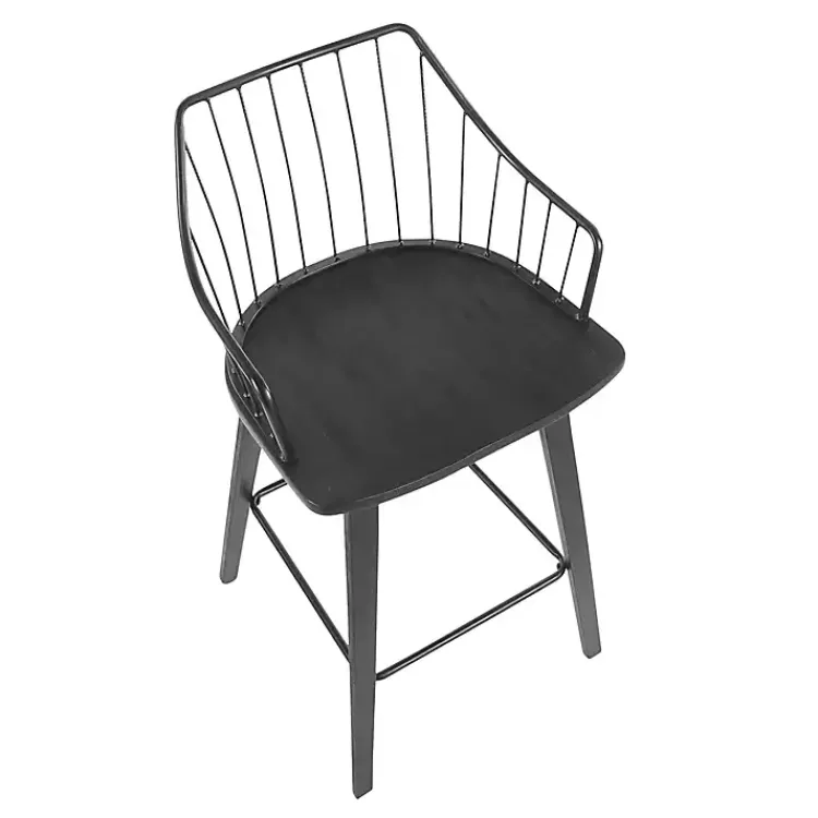 Bar Stools & Counter Height Stools-Kirklands Home Poplar Wood Swivel Counter Stool Black