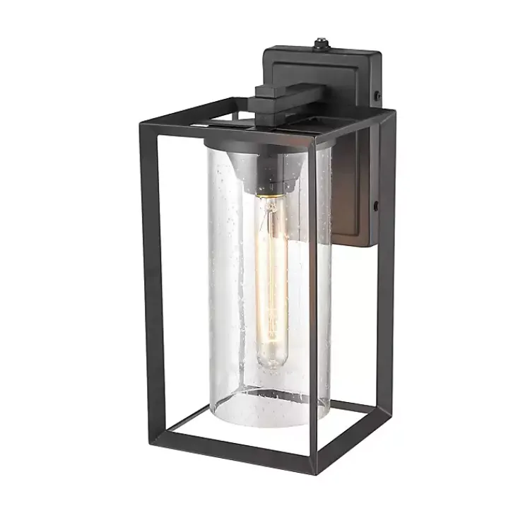 Outdoor Lighting-Kirklands Home Open Seeded Glass Outdoor Sconce Black