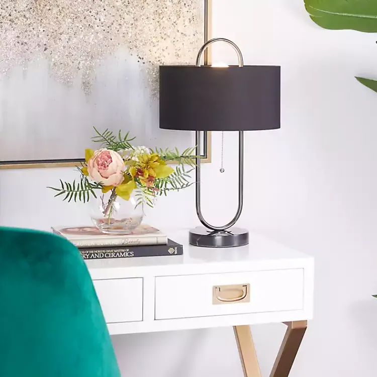 Table Lamps-Kirklands Home Open Metal Loop Table Lamp Black