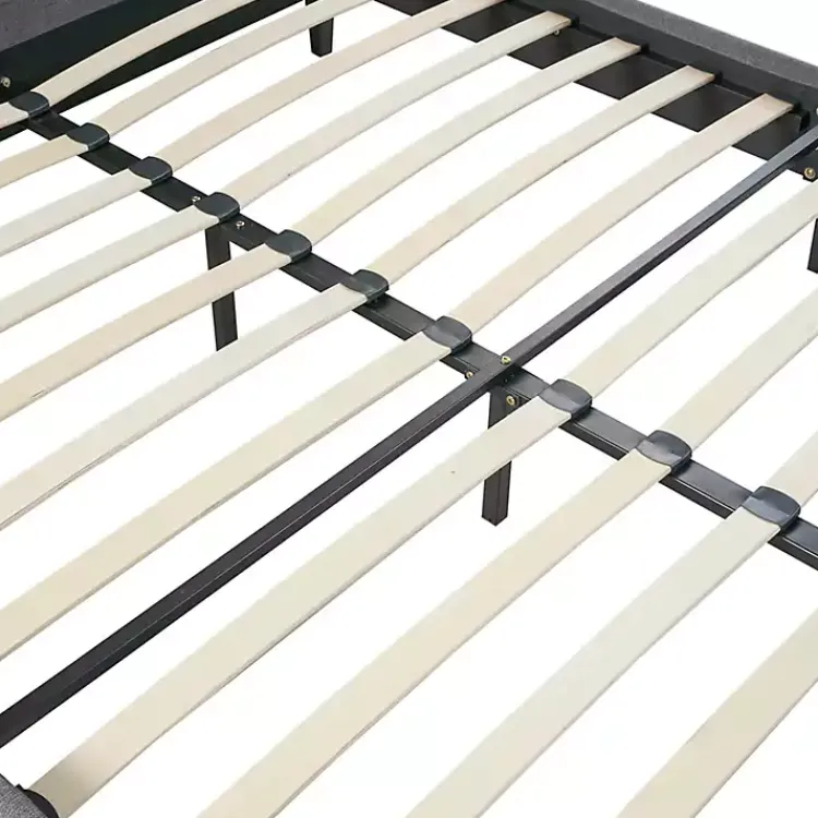 Beds & Headboards-Kirklands Home Viv Charcoal Diamond Tufted Queen Bed Frame Gray