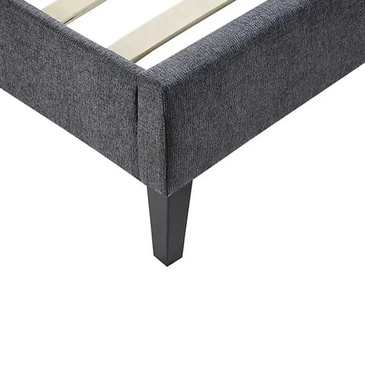 Beds & Headboards-Kirklands Home Viv Charcoal Diamond Tufted Queen Bed Frame Gray
