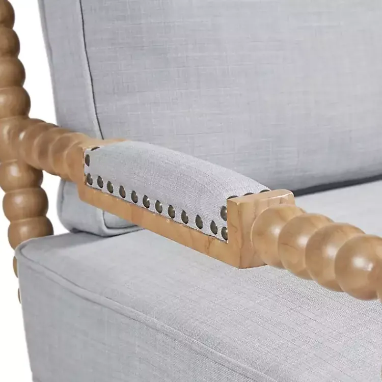 Accent Chairs-Kirklands Home Cushion Beaded Wood Frame Accent Chair Blue