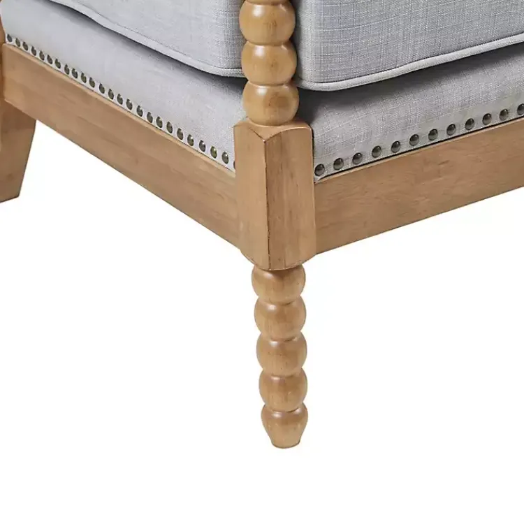 Accent Chairs-Kirklands Home Cushion Beaded Wood Frame Accent Chair Blue