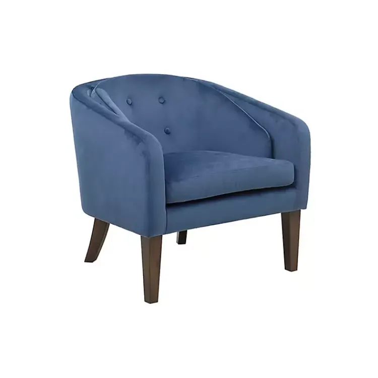 Accent Chairs-Kirklands Home Velvet Tufted Midcentury Modern Accent Chair Blue