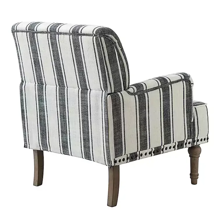 Accent Chairs-Kirklands Home Black White Stripe Upholstered Accent Chair