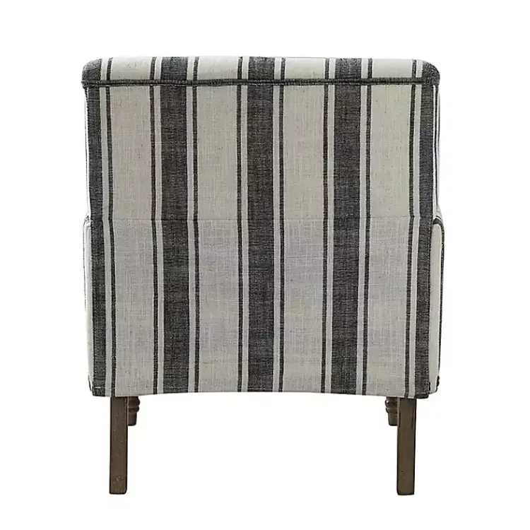 Accent Chairs-Kirklands Home Black White Stripe Upholstered Accent Chair