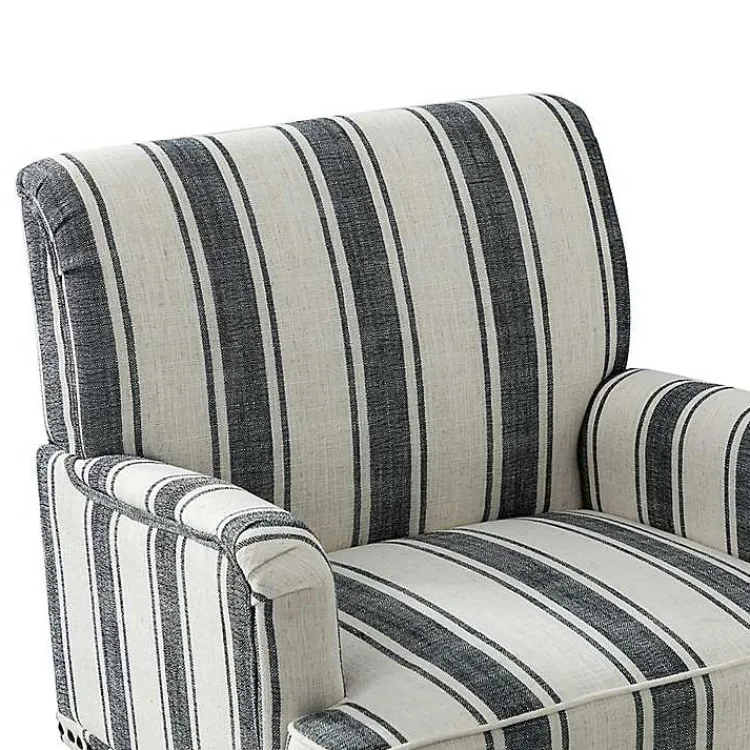 Accent Chairs-Kirklands Home Black White Stripe Upholstered Accent Chair